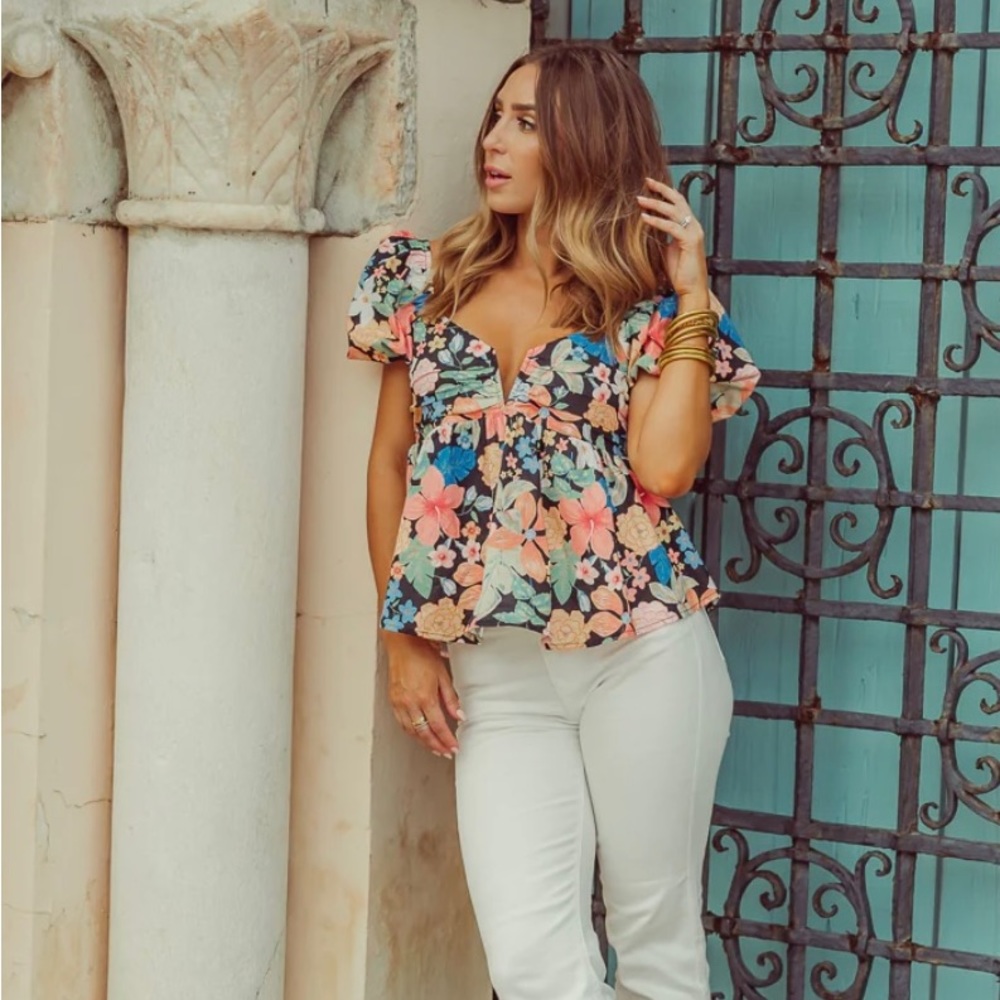 Buddy Love Peplum puff sleeve top